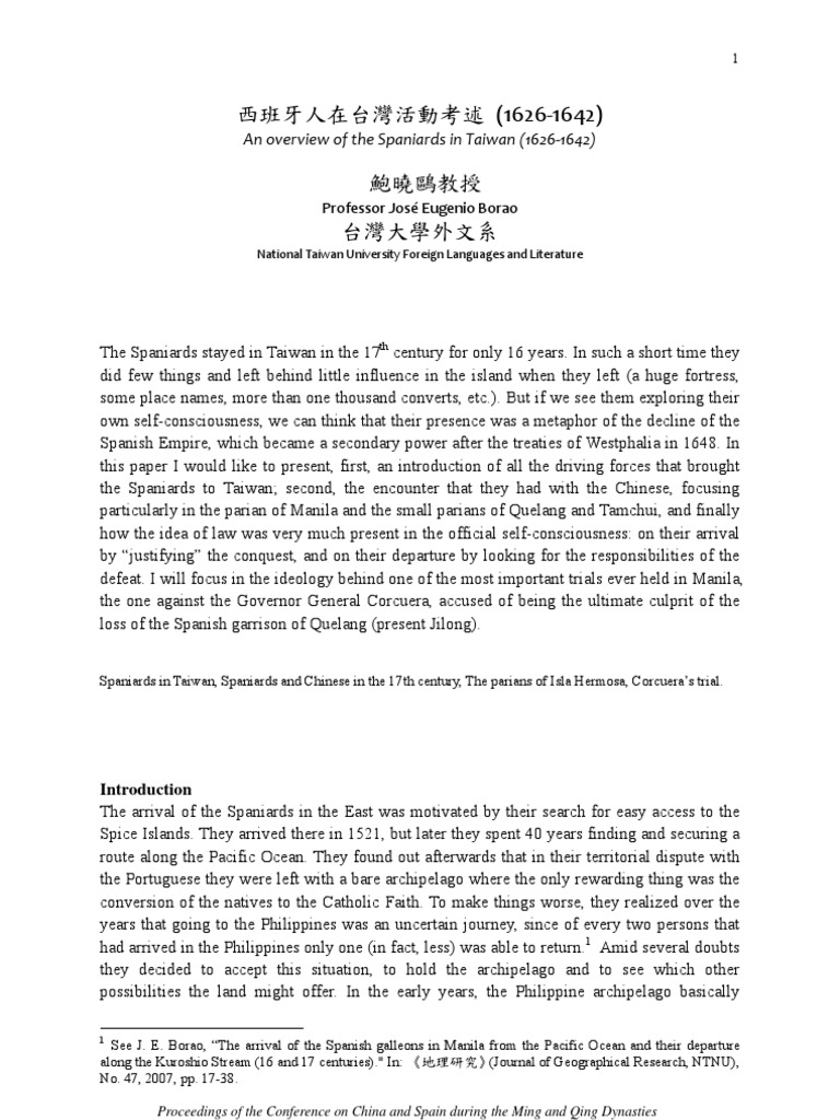 An Overview of The Spaniards in Taiwan PDF New Spain