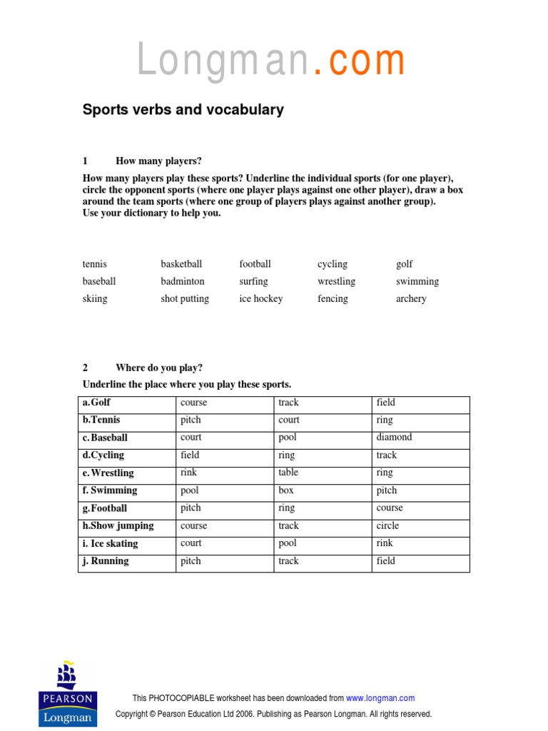Sports Vocabulary  8th grade ISE - 0