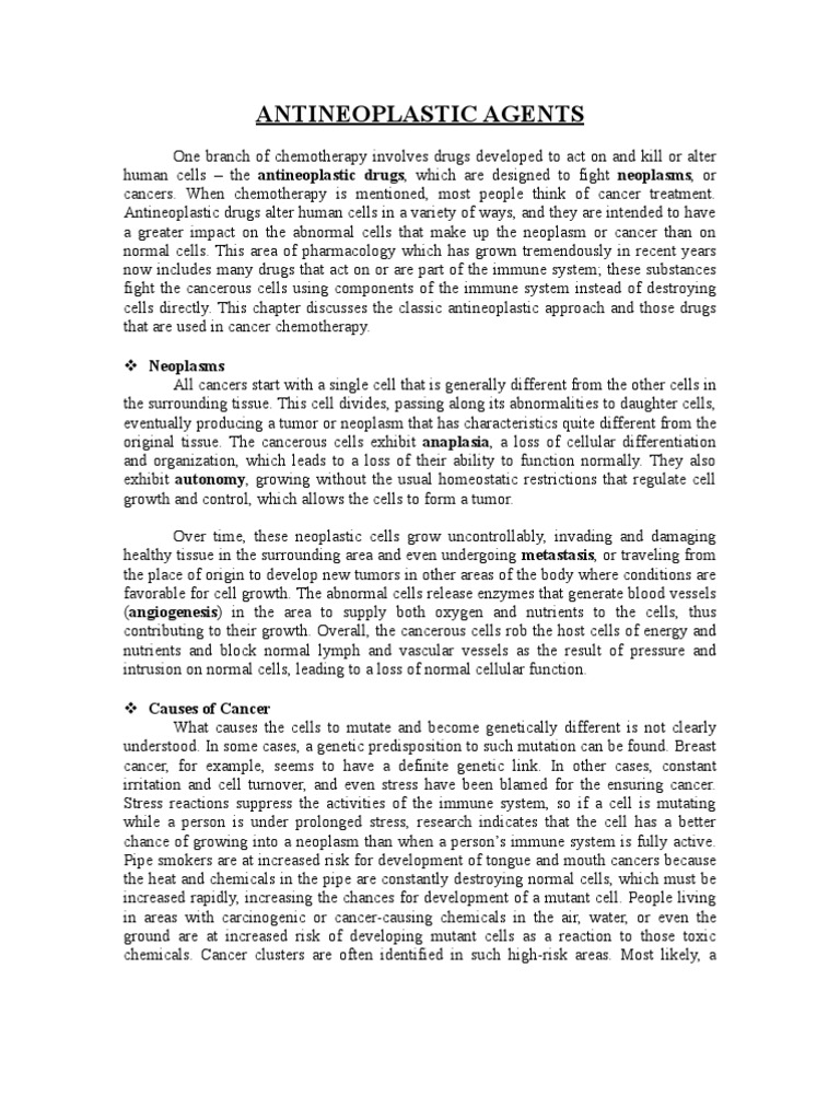 AntiNeoplastic Agents | PDF | Chemotherapy | Cancer