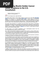 A Practicing Muslim Soldier Cannot Swear Allegiance to the US