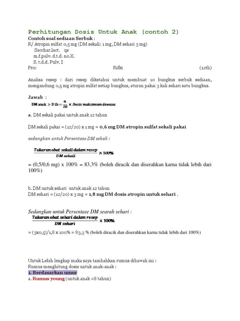 Perhitungan Dosis Untuk Anak Menyusui Bayi