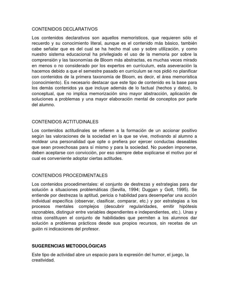 Contenidos Declarativos | PDF