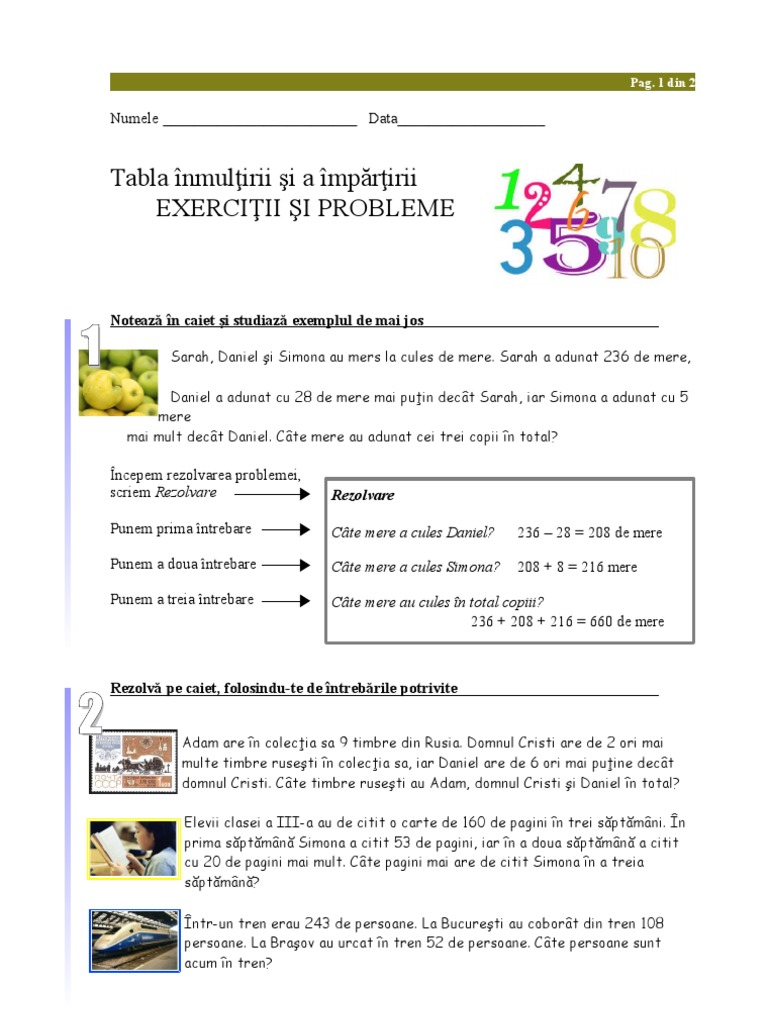 151 Fisa 2 Tabla Inmultirii Si Tabla Impartirii | PDF