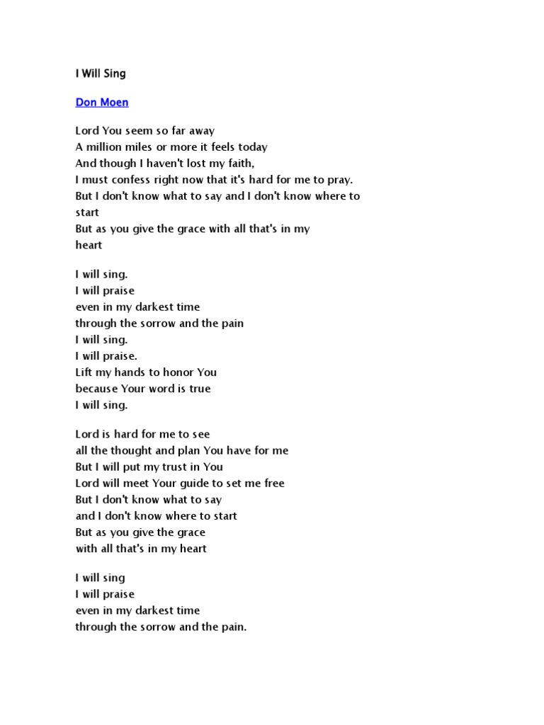 Doen Moen Lyrycs Lord S Prayer Prayer