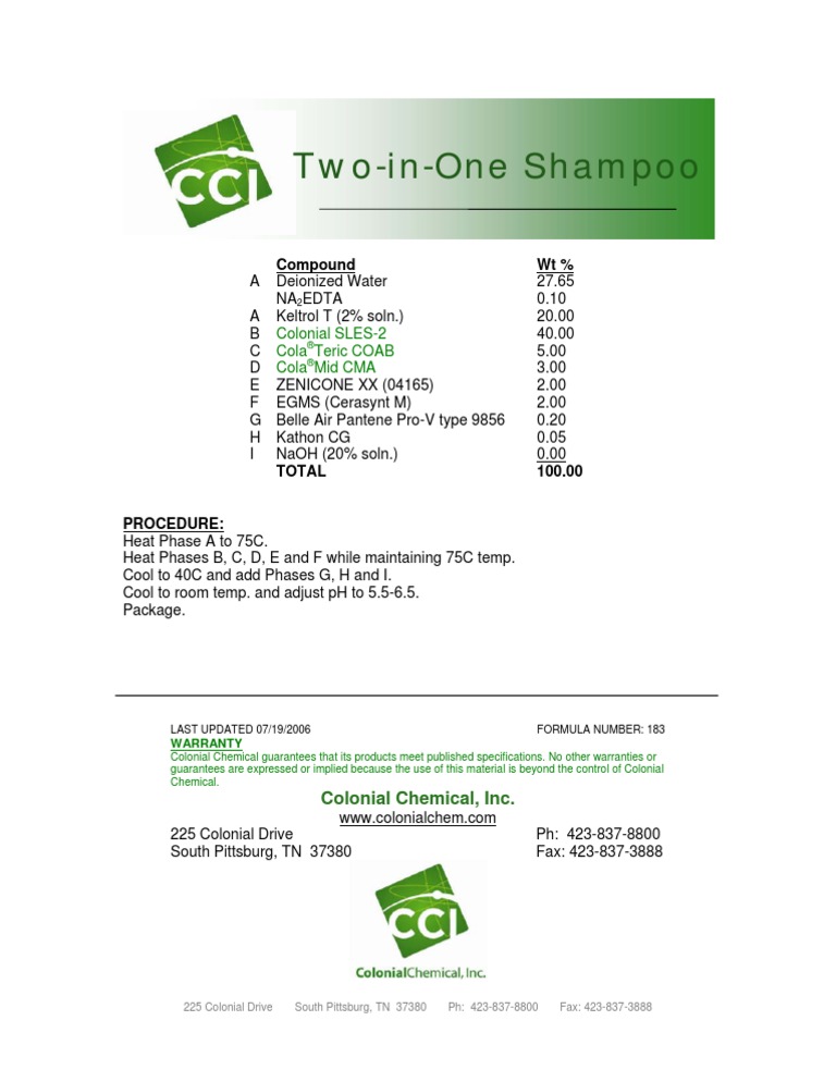 Two-In-One Shampoo - 183 | PDF