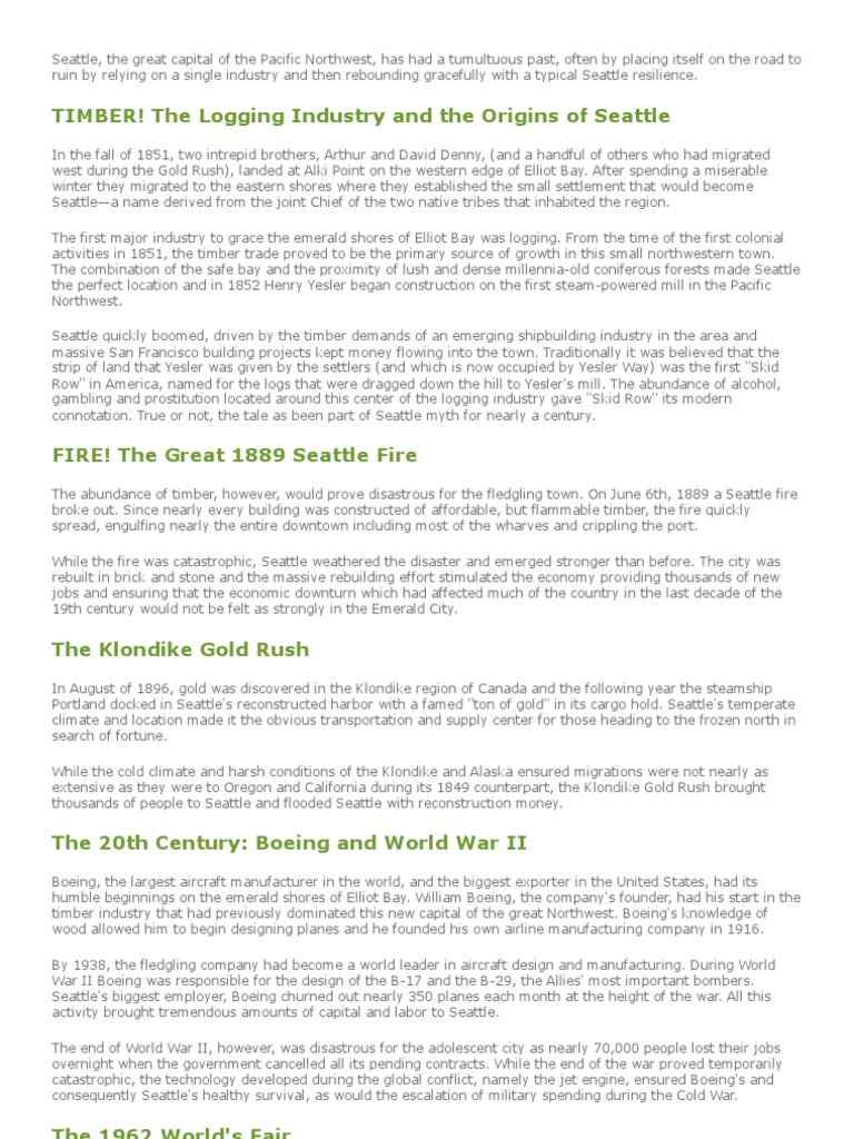 Seattle's Founding and Early Growth | PDF | Seattle | Boeing