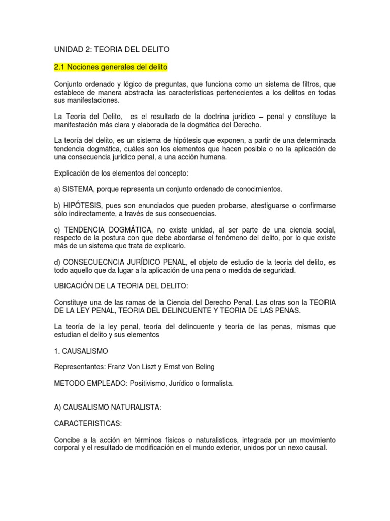UNIDAD 2 Teoria Del Delito | PDF | Derecho penal | Delito