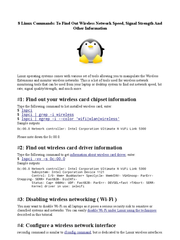 Linux Commands for Wireless Monitoring | PDF | Wi Fi | System Software