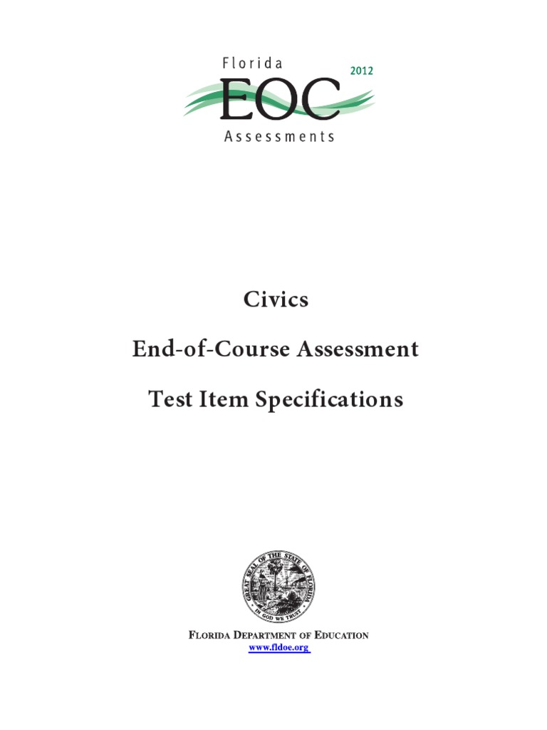 Civics Eoc Assessment Test Item Specifications 1 PDF Civics