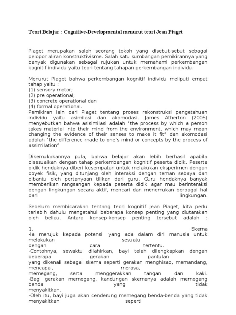 Teori Cognitive Jean Peaget Pdf