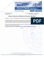 Faulconer Statement On Mediation Involving Mayor Bob Filner: For Immediate Release