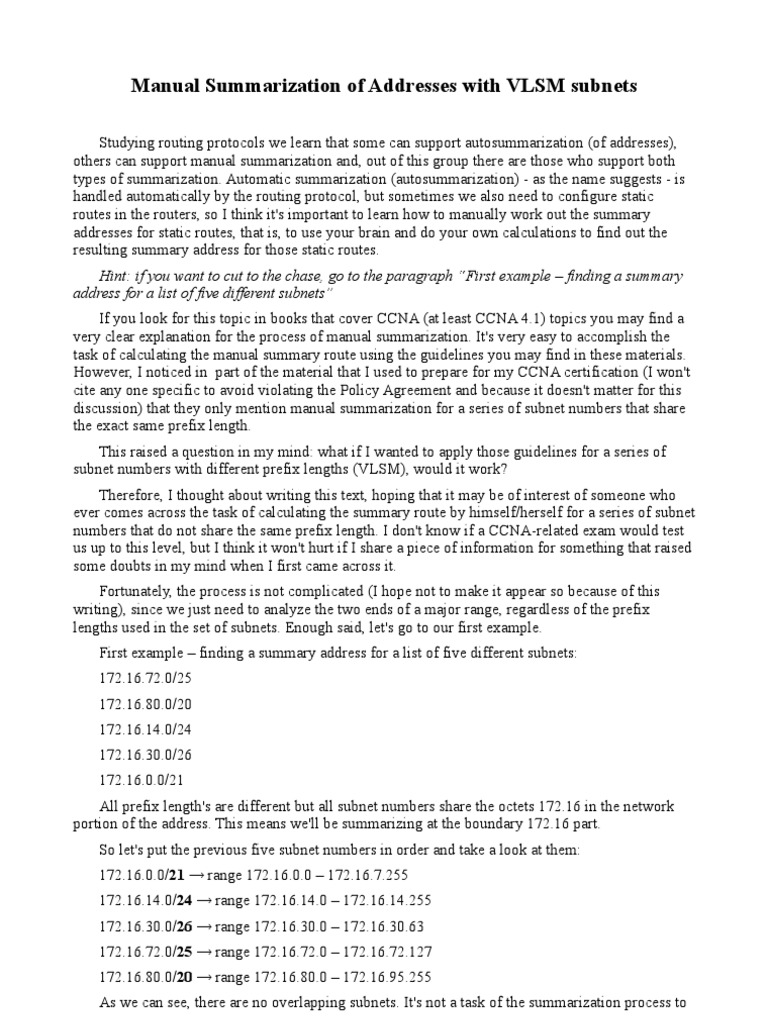 Implementing Eigrp With Vlsm And Manual Summarization – CJRML