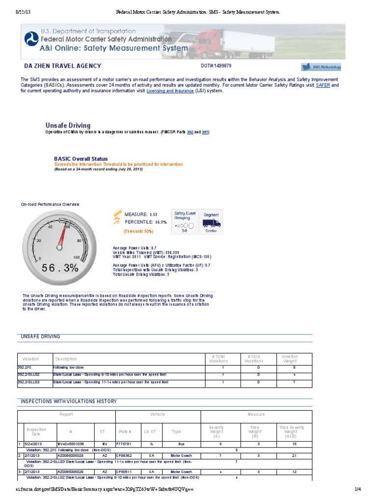 Federal Motor Carrier Safety Administration_ SMS Safety Measurement