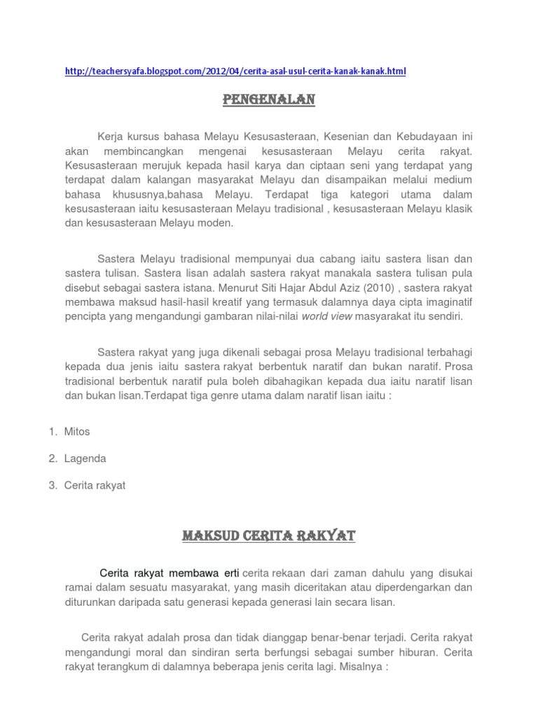 Cerita Asal Usul Pdf