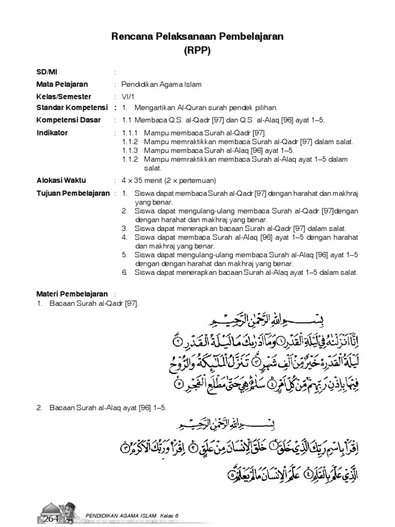 RPP PAI SD Kelas 6