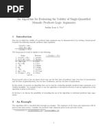 An Algorithm for Evaluating the Validity of Singly-Quantified Monadic Predicate Logic Arguments