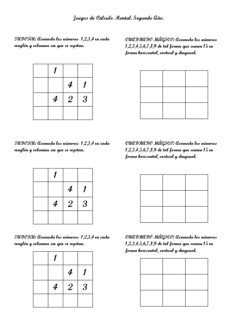 Sudoku acertijo numérico desafío matemático cálculo mental