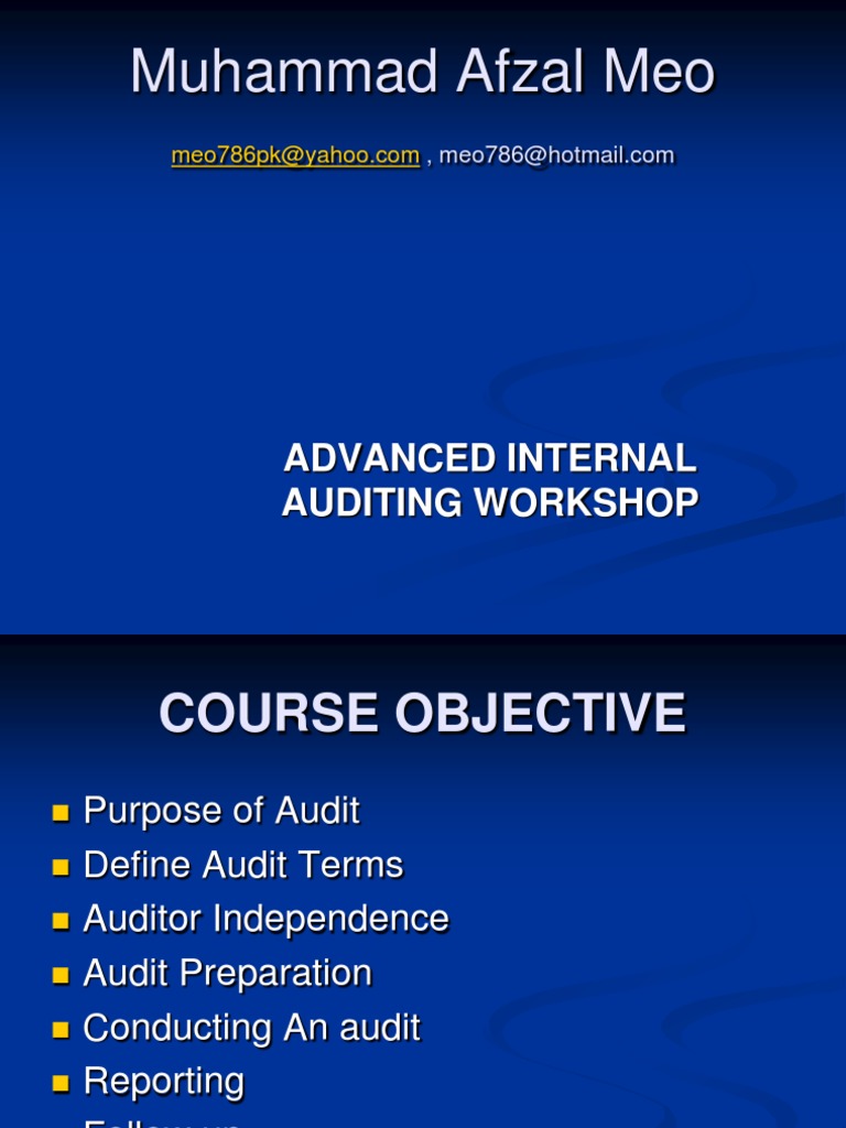 Advanced Internal Auditing Workshop Guide | PDF | Iso 9000 | Audit