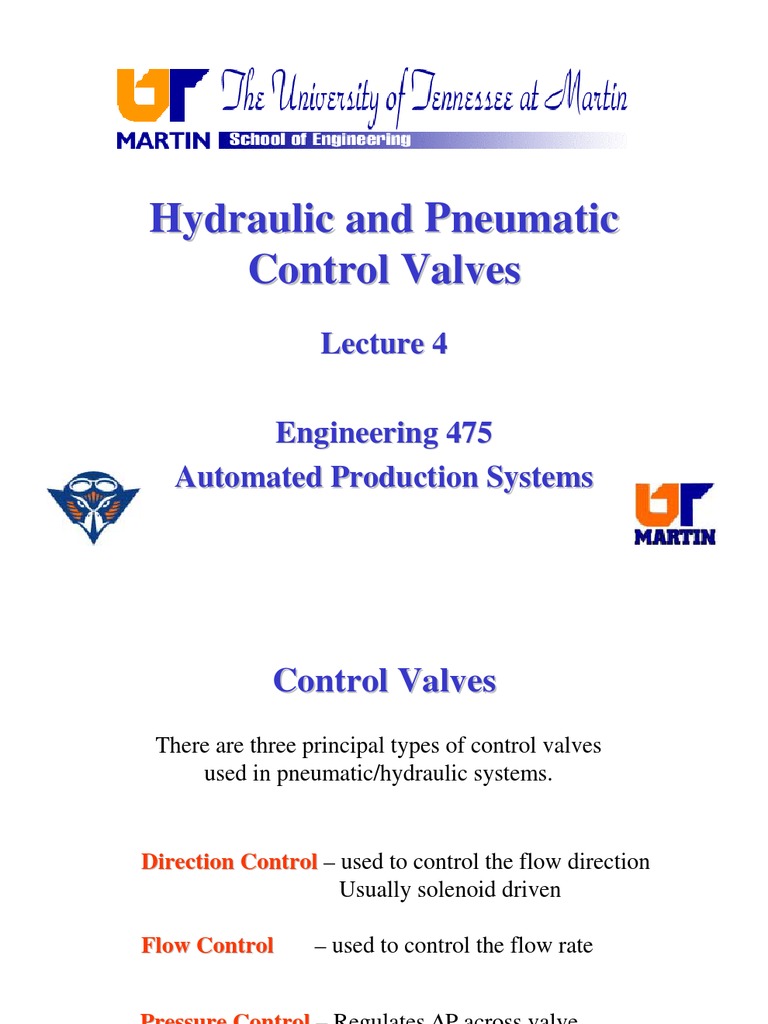 Hydraulic and Pneumatic Control Valves | PDF | Valve | Hydraulics