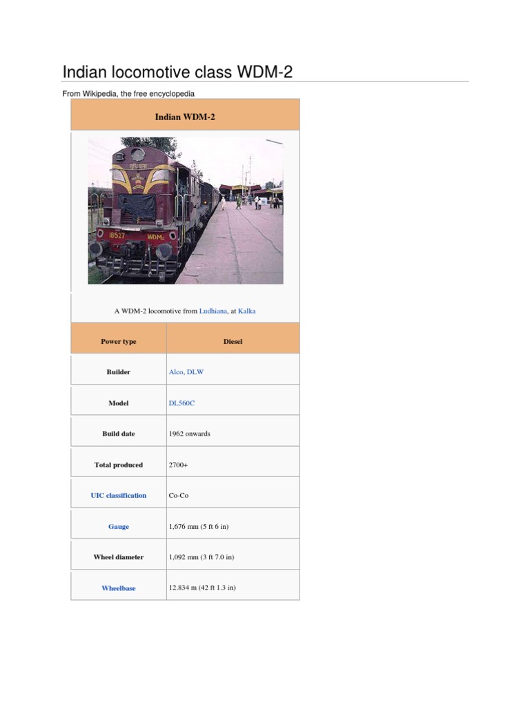 Indian Locomotive Class WDM | PDF | Rolling Stock | Locomotives