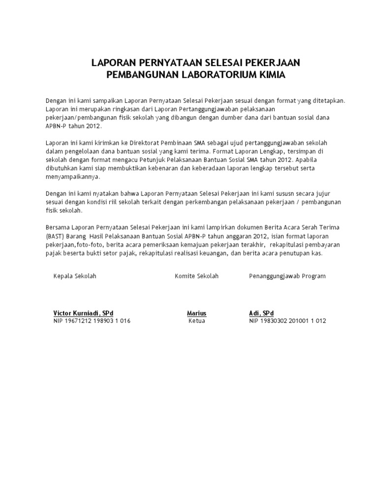Contoh Berita Acara Laporan Keuangan Seputar Laporan
