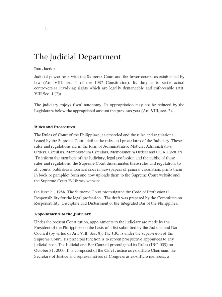 The Judicial Department PDF Judiciaries Supreme Courts