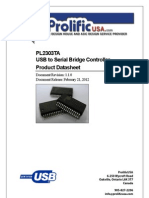 PL2303TA USB To Serial Bridge Controller Product Datasheet: Document Revision: 1.1.0 Document Release: February 21, 2012