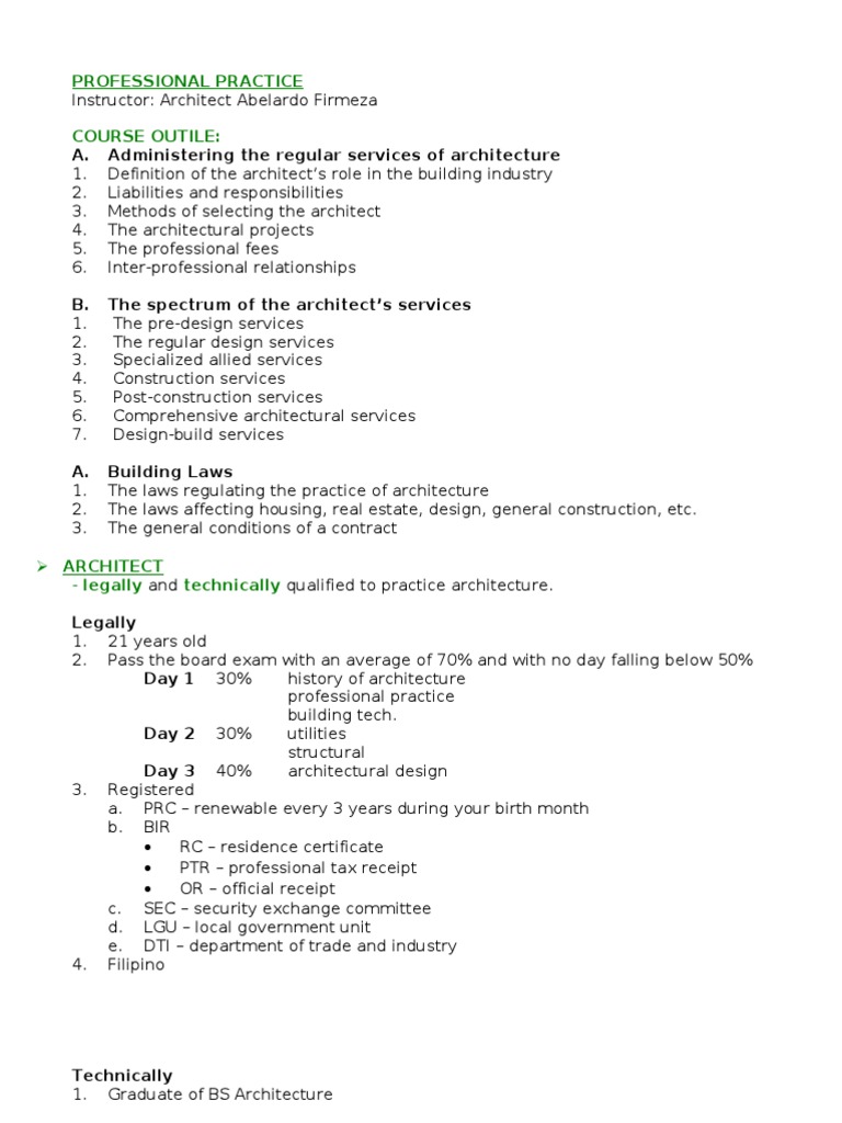 Professional Practice in Architecture | PDF | Architect | Construction ...