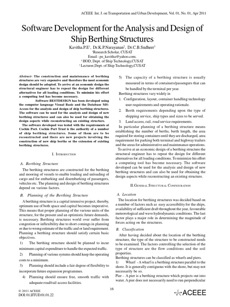 Software Development For The Analysis and Design Ofship Berthing ...