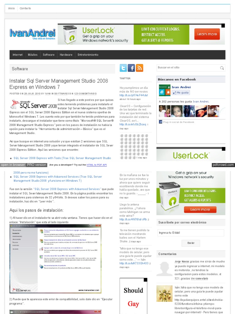 Install SQL Server Management Studio 2008 | PDF | Servidor SQL de ...