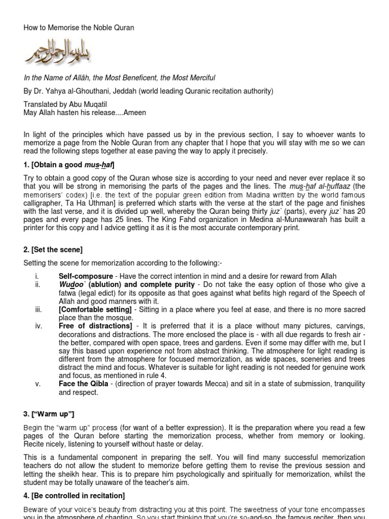 Quran Memorization Guide | PDF | Quran | Islam