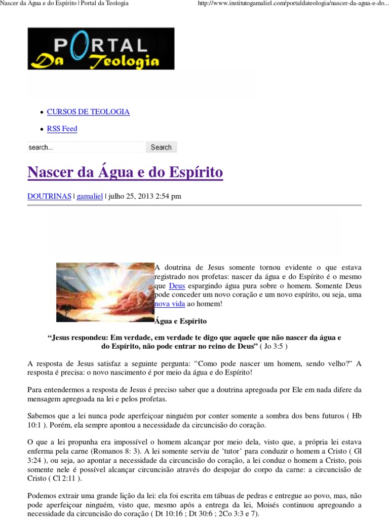 Nascer Da Água e Do Espírito - Portal Da Teologia PDF | PDF | Santo | Jesus