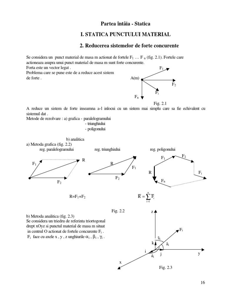 C.I. Statica Punctului Material Pag. 14-25 | PDF