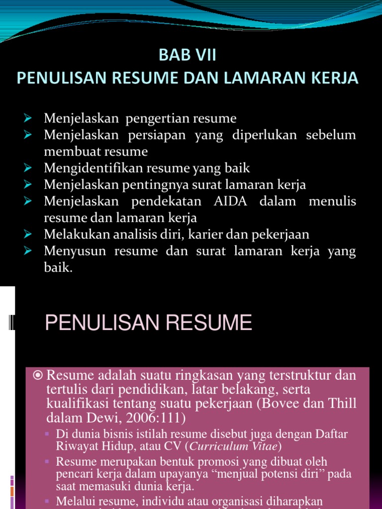 Minggu 11 Bab Ix Penulisan Resume Dan Lamaran Kerja