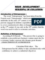 Entrepreneur Development Programmes (Edps) in Colleges