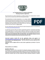 2014 International Ivy Sports Symposium Planning Committee Application (London)