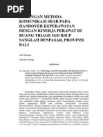 Download HUBUNGAN METODA KOMUNIKASI SBAR PADA HANDOVER KEPERAWATAN DENGAN KINERJA PERAWAT DI RUANG TRIAGE IGD RSUP SANGLAH DENPASARdocx by Ningsih An Najwa SN162495654 doc pdf
