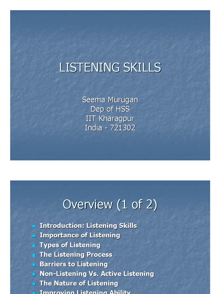 Listening Skills PDF | PDF | Nonverbal Communication | Metaphysics Of Mind
