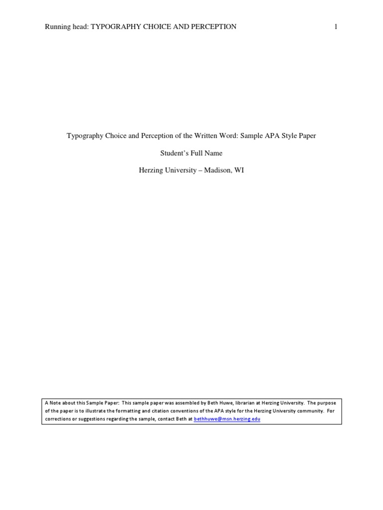 Sample APA Paper | Typography | Typefaces