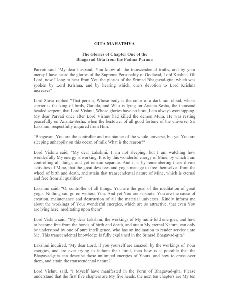 Gita Mahatmya Chap1 PDF PDF Vishnu Bhagavad Gita