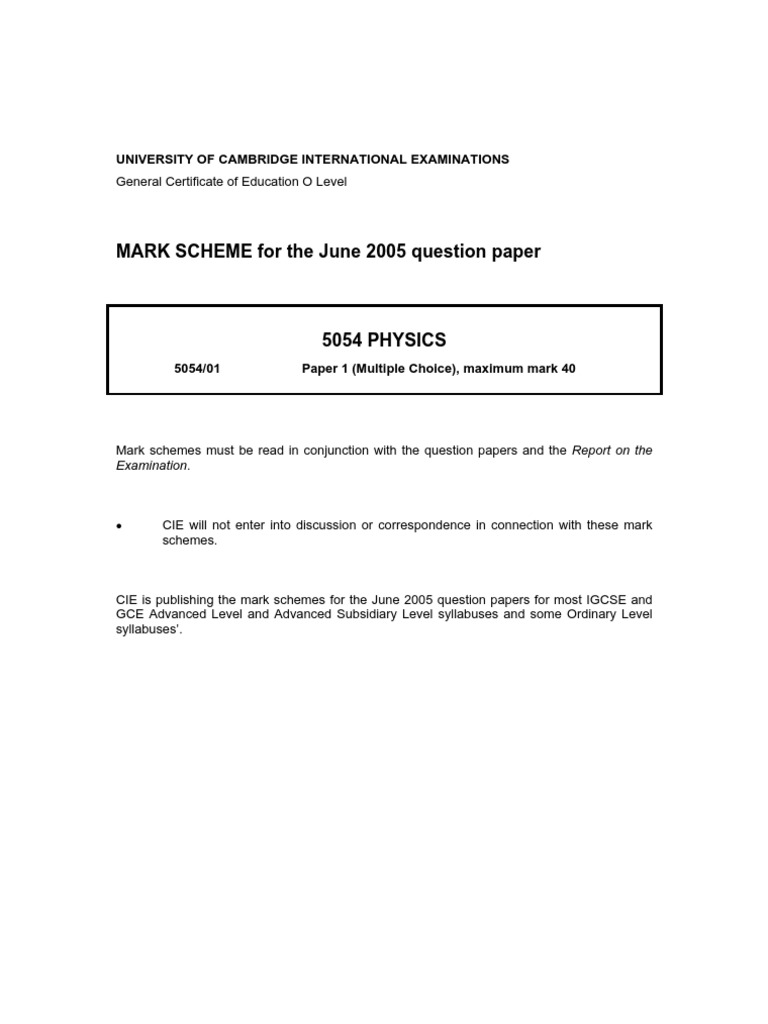 Paper 1 May 2005 Physics | PDF | Vocational Education | Students