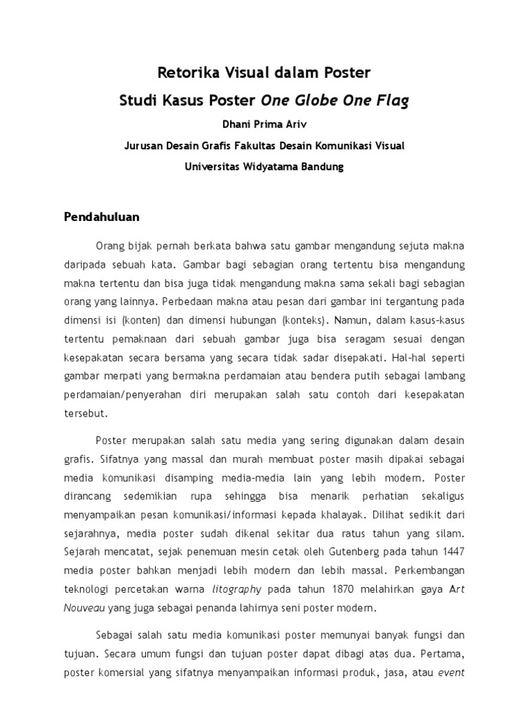 Retorika Visual Dalam Poster Studi Kasus Poster One Globe One Flag | PDF
