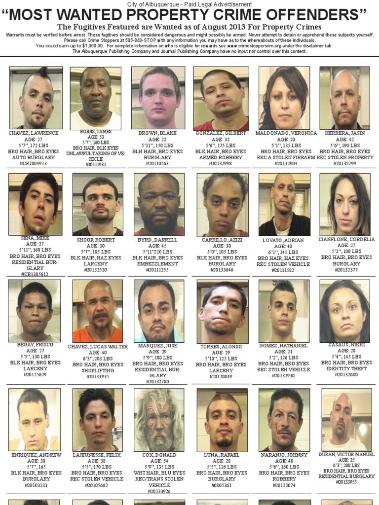 Albuquerque Most Wanted Fugitives List | PDF | Problem Behavior ...