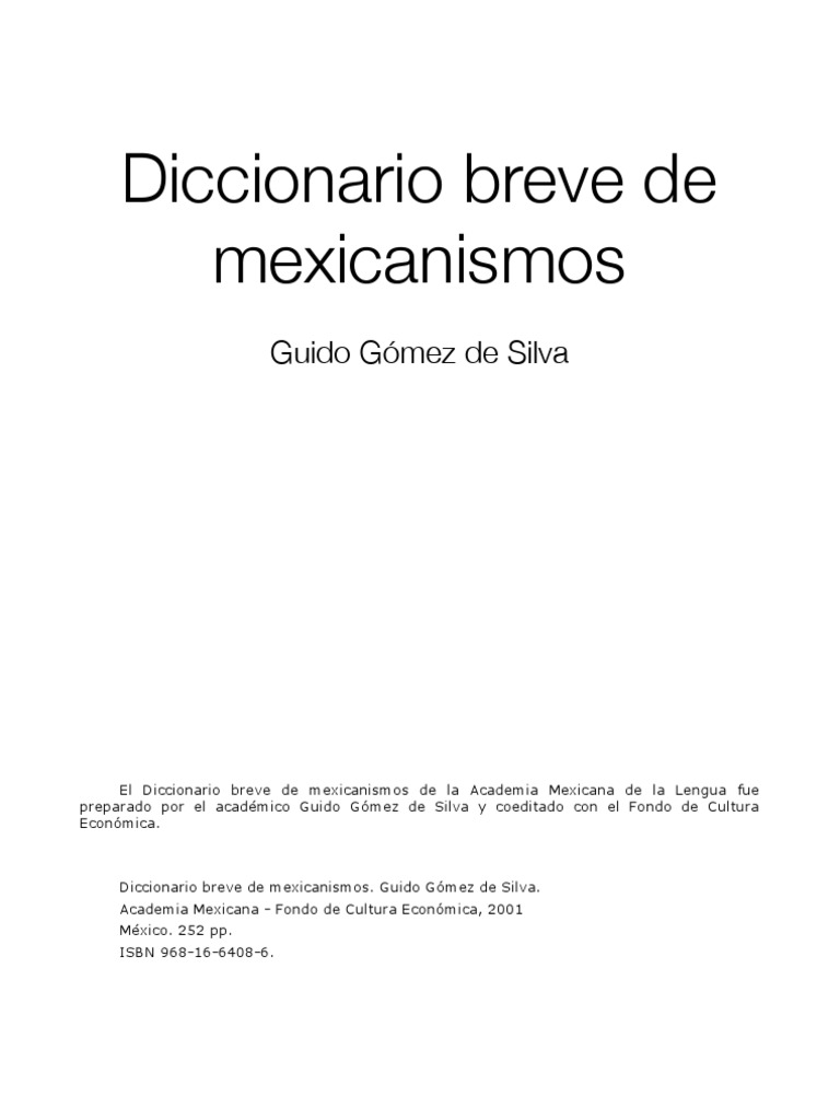 Diccionario Breve De Mexicanismos