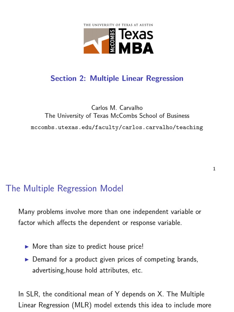 Multiple Linear Regression Ver1.1 | PDF | Errors And Residuals ...