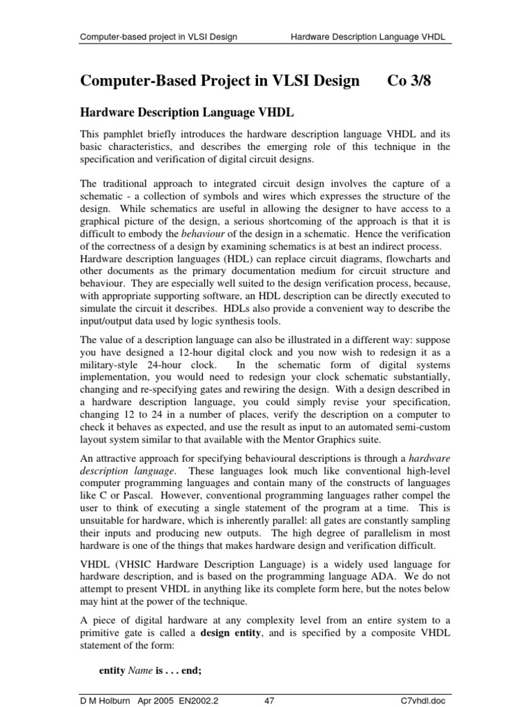 VHDL Basics for VLSI Design Projects | PDF | Hardware Description ...