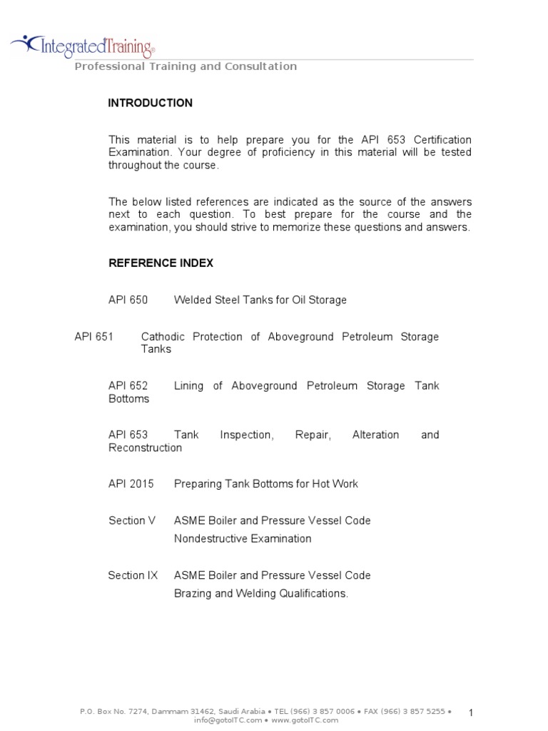 API 653 Certification Exam Preparation | PDF | Corrosion | Strength Of ...