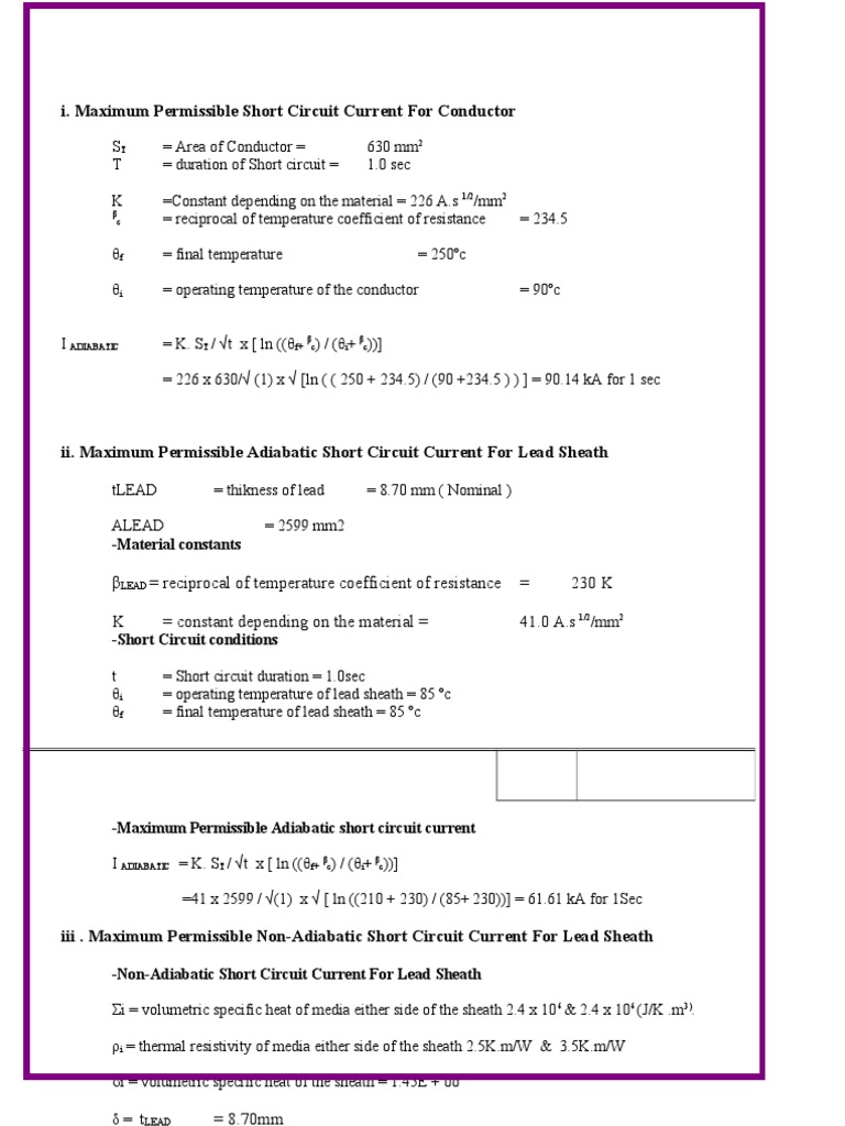 230kv Cable Sizing 1 | PDF | Electrical Resistivity And Conductivity ...