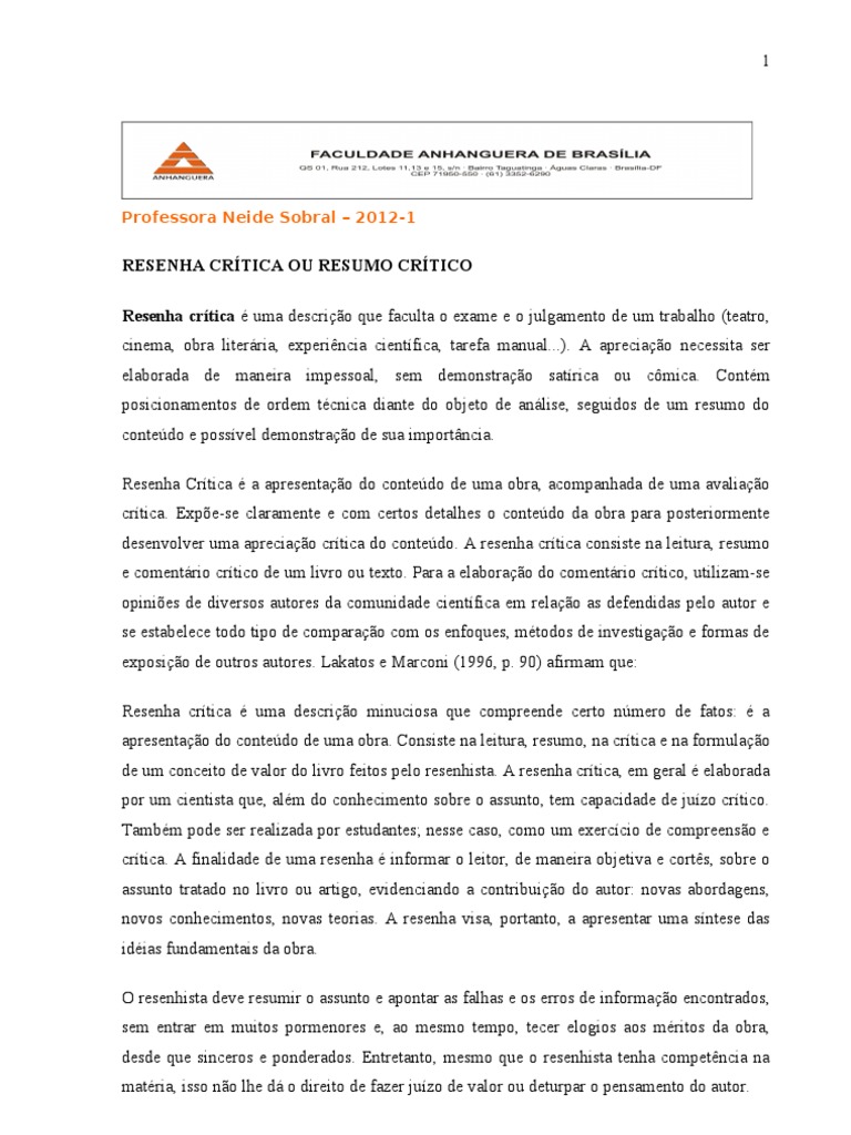 Como Fazer Resenha Crítica o Ou Resumo Crítico | PDF | Science ...