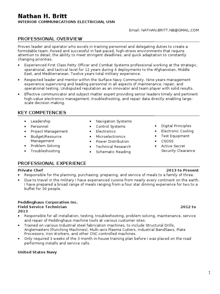my navy assignment resume